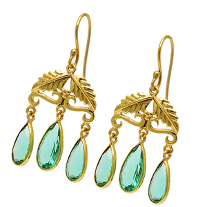 925 Sterling <b>Silver</b> Pear Shape Green Apatite Gemstone Gold Plated Trendy <b>Dangle</b> <b>Earrings</b> for Wedding Party Gift - Product Image 1