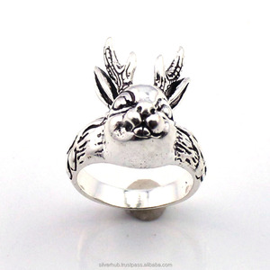 Anillo de Plata de Ley 925 con Acabado Oxidado, Estilo Vintage Bohemio, Piedra Preciosa Antigua, Joyería India Hecha a Mano al por Mayor - Product Image 2