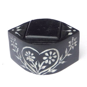 Porte-bougie artisanal en pierre ollaire noire, support à bougie, magnifiques bougeoirs en forme de théière - Product Image 1