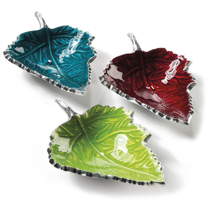 Juego de cuencos para servir esmaltados en forma de hoja, bandeja verde decorativa para aperitivos, frutas, elegante acento de Mesa para el hogar y regalos - Product Image 2