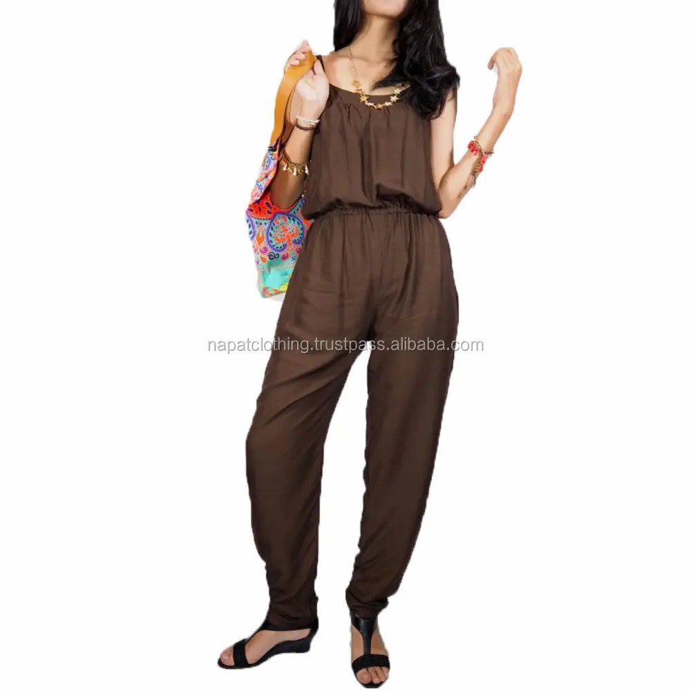 Napat 2018 Zomer Herfst Womens Jumpsuits Vintage Mouwloze Casual Loose Solid Overalls Strapless Paysuits