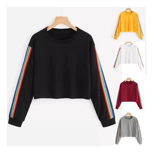 Sudadera corta de manga larga con cuello redondo para mujer, ropa para Parte Superior Femenina, de otoño, con estampado de arcoíris y cuello redondo, Jersey informal - Product Image 6