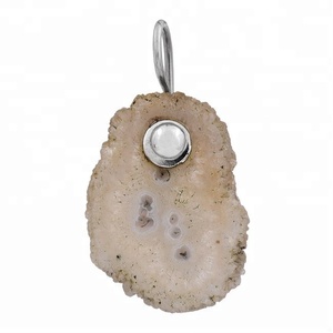 Plain Soller Cuarzo Piedra preciosa 925 Colgante de plata esterlina Joyería Colgante de moda para fiestas de regalo de boda para unisex. - Product Image 1