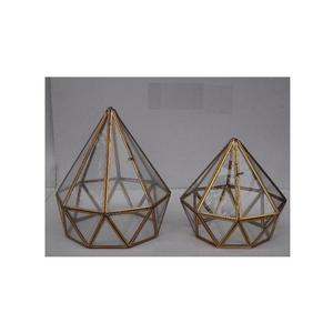 <b>Geometric</b> Diamond Shape Indoor Glass <b>Terrarium</b> with Brass Metal Sides for Succulent Cacti Fern Air Plant Home Decor - Product Image 6