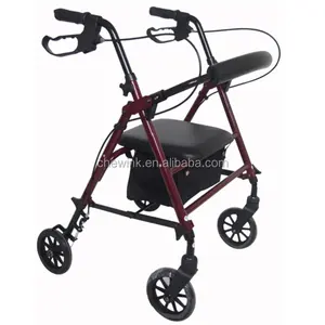 Rollator Lipat 4 Roda Dewasa dengan Keranjang & Kursi