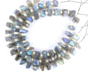 23-Piece 1 Strand Natural Labradorite Gemstone Blue Flash Faceted Nuggets Shape <b>Beads</b> for Jewelry Making <b>Necklace</b> - Product Image 1