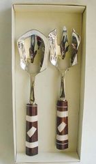 Ensemble de 2 serveurs de salades, ensemble en laiton et argent - Product Image 4