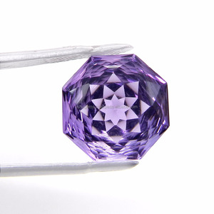 Gros Améthyste Brésilienne (C-1) 12mm Hexagone concave coupe 6.55 pierre gemme lâche - Product Image 1