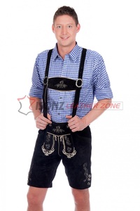 Lederhosen bavarois en cuir suédé noir pour homme, costume de bière de l'Oktoberfest de Munich, bretelles traditionnelles - Product Image 5
