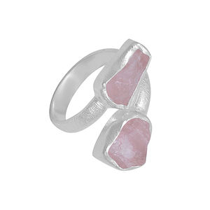 แหวนหินสองชิ้นสีเงินสเตอร์ลิง925อัญมณีควอตซ์ที่สวยงามเครื่องประดับสำหรับงานแต่งงานแฟนซีโรแมนติก - Product Image 2