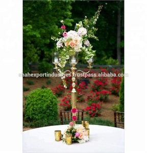 Candélabre en aluminium blanc scintillant et élégant bol à fleurs pièce maîtresse décorative en métal pour la maison de mariage pour les mariages décor à la maison - Product Image 5