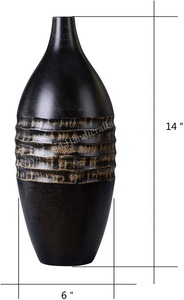 แจกันไม้แกะสลักลายดอกไม้ งานฝีมือ ตกแต่งบ้าน ตกแต่งสำนักงาน แจกันไม้มะม่วง แจกันไม้เนื้อแข็ง - Product Image 3