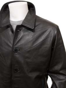 <b>Men's</b> Long <b>Black</b> Genuine Cow Leather Overcoat Stylish <b>Trench</b> <b>Coat</b> - Product Image 3