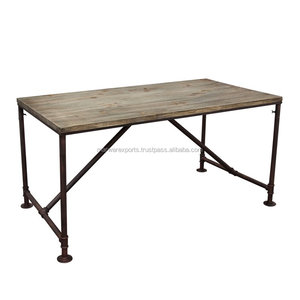 Table à manger rustique moderne en fonte, meubles pliables en bois massif pour la maison, le mariage ou le restaurant - Product Image 1