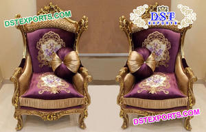Bride & Groom Chairs, <b>Wooden</b> <b>Carved</b> Chairs <b>for</b> Wedding, Wedding Furniture <b>for</b> a <b>Sale</b> - Product Image 3