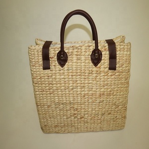 Vietnam Waterhyacinth Rattan Beach <b>Bag</b> Fruit Pattern Fashionable <b>Straw</b> Cover Button Closure Leather Handle Embroidery Flower - Product Image 3