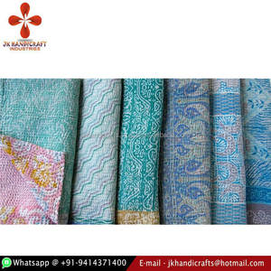 India Proveedor Vintage Sari Cosido a mano Kantha Ropa de cama Edredón de algodón - Product Image 1