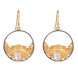 Boucles d'oreilles pendantes en argent sterling 925 plaqué or 18 carats Style mignon pierre de lune arc-en-ciel bijoux pendants mariages fêtes cadeaux - Product Image 1