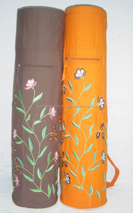 กระเป๋าดัฟเฟิลขนาดใหญ่ใช้ได้ทั้งชายและหญิงผ้าแคนวาสแบบมีสไตล์เสื่อโยคะกลางแจ้งผ้าฝ้ายกันน้ำสีดำส้ม - Product Image 2