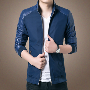 Los hombres con doble cremallera, de piel de oveja de cuero genuino chaqueta para los hombres - Product Image 5