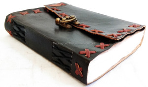 Journal uni en cuir noir A5 de haute qualité à couverture souple avec fermeture à verrouillage simple attrayant pour un usage professionnel - Product Image 4