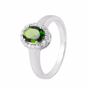 Bague de fiançailles pour femme en argent sterling 925 Style décontracté vert Chrome Diopside Prong Setting Rhodium Plated Jewelry Wedding - Product Image 1