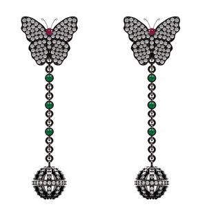 Boucles d'oreilles papillon en argent massif 925, bijoux pour femmes et filles - Product Image 1