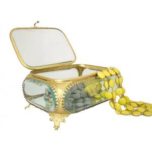 <b>Glass</b> <b>Jewelry</b> <b>Box</b> with Chain and Compartments - Product Image 6