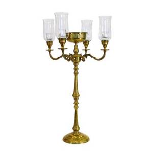 Portavelas decorativo para fiesta, candelabro de mesa con chimenea de vidrio, diseño en relieve dorado, grande, 9 - Product Image 2