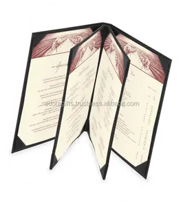 6 page food menu covers leather / pu leather menu covers for restaurant / wine menu card covers