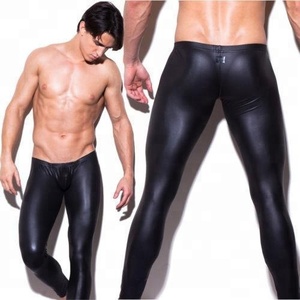 Mens Faux <b>Leather</b> <b>Leggings</b> Club Dance Long Pants Skinny Muscle Tight Trousers - Product Image 1