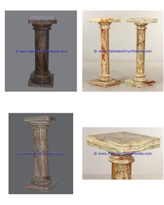 Hiện đại 14 "x <span class=keywords><strong>30</strong></span>" màu xanh lá cây Onyx Granite đá sa thạch bệ cột cột nhiều màu ROMAN tính năng với rỗng - Product Image 1