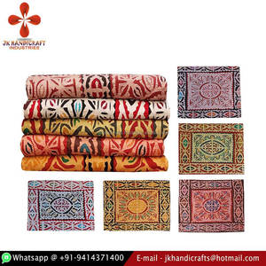 Colcha Kantha con diseño de apliques tradicionales hechos a mano indios - Product Image 2