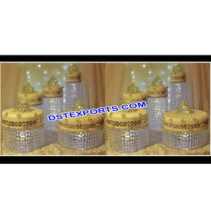 Présentoirs à gâteaux dorés en cristal, 1 pièce, nouveau Design, pièces centrales de mariage, chandelier - Product Image 1