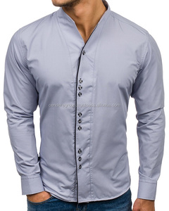 Différentes couleurs, meilleures ventes, vente en gros, sans col, chemise à manches longues pour hommes, design de luxe en vrac - Product Image 1