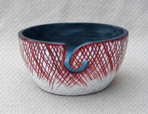 <b>Wooden</b> Colored Hand Painted Yarn <b>Bowl</b> Solid Wood Yarn <b>Bowls</b> with Swirl Design Sustainable Knitting Crocheting Supplies by AYAANS - Product Image 1