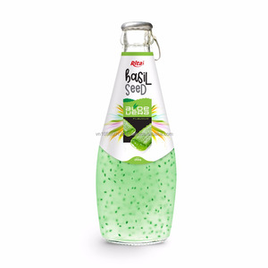 Modern 290ml <b>Glass</b> <b>Bottle</b> High Quality Basil Seed Aloe Vera <b>Juice</b> Free Sample and Design Factory Manufacturer's Puree - Product Image 3