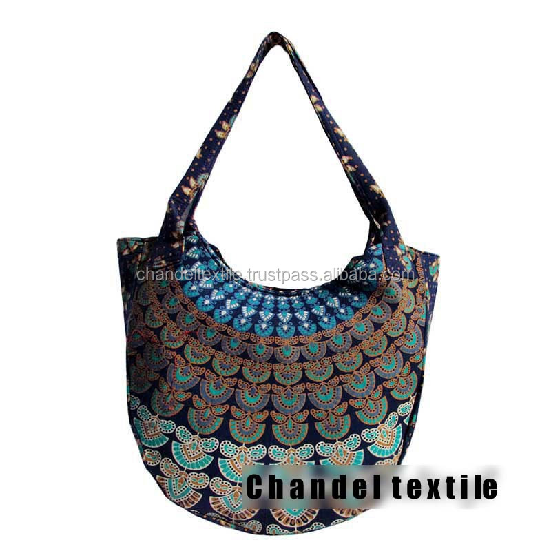 Indian-100-Cotton-Handmade-Mandala-Print-Boho-Hippie-Tote-Carry-Shoulder-Bag-050 Indian-1 сумка и сумка для покупок для девочек