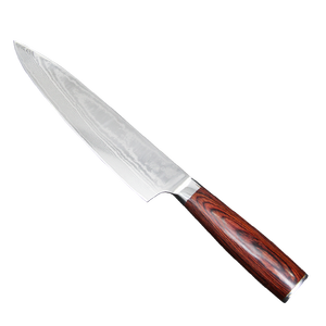 Juego de 4 Utensilios para Asar a la Parrilla, Cuchillo de Acero Inoxidable Damasco de 67 Capas VG-10 de 8 Pulgadas, Espátula, Pinzas y Tenedor con Diseño de Damasco Imitación Soldado - Product Image 5