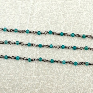 โซ่ร้อยลูกปัดร้อยสายชุบโอนิกซ์สีเขียว1ฟุตโซ่ร้อยลูกปัดร้อยสาย - Product Image 2