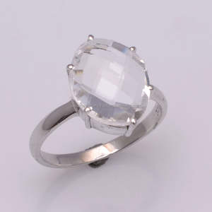 แหวนเงินสเตอร์ลิง925พลอยควอตซ์คริสตัลขายส่ง - Product Image 1