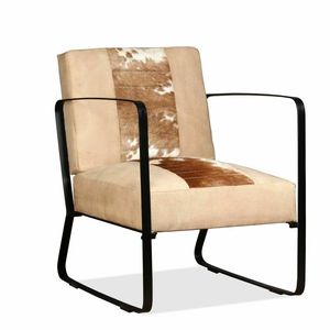 Chaise industrielle en bois et cuir - Product Image 1