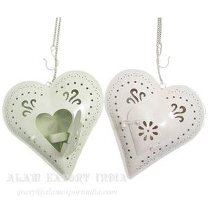 Soporte de luz de té en forma de corazón para decoración navideña de último diseño de calidad superior, decoraciones colgantes para interiores y exteriores con acabado blanco - Product Image 1