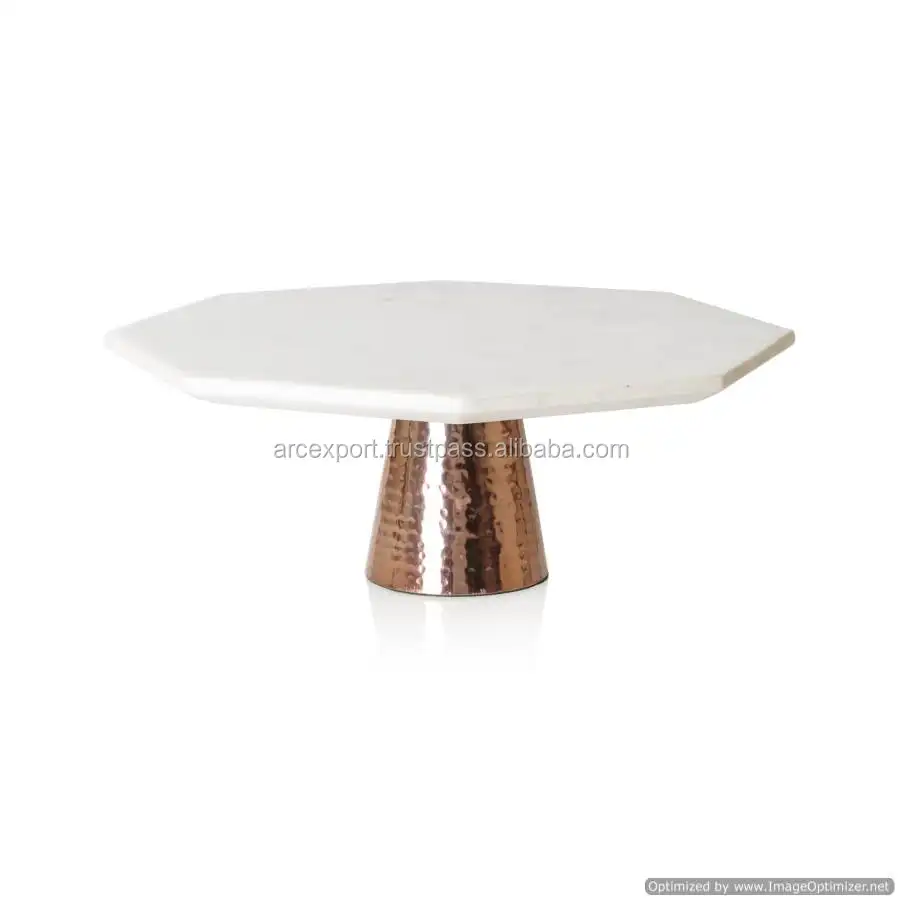 Marmer Witte Top Koperen Basis Cake Stand Helder Wit Kleur Design Decoratie Taartstandaard