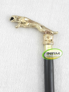 Best Quality and Handmade Wooden Foldable <b>Walking</b> <b>Stick</b> with Brass jaguar <b>Handle</b>/Wooden <b>Walking</b> Cane with Designer Jaguar <b>Handle</b> - Product Image 2