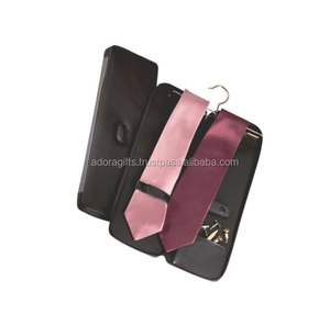 Nouveau design d'étuis à cravates en cuir de luxe avec fermeture à glissière et porte-manchettes vente en gros noir de haute qualité durable - Product Image 1