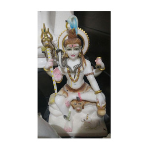 สวยหินอ่อน Shiv Ji ดูงดงามนั่ง Bole Nath รูปปั้นสี่มือพรขัดที่มีคุณภาพที่ดีที่สุดหิน Murti Bambhole - Product Image 1