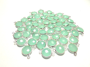 Joyería hecha a mano de Plata de Ley 925, bisel de Aguamarina, Ágata Natural azul, conectores bohemios, piedra de nacimiento, Agujero facetado de 1mm - Product Image 3