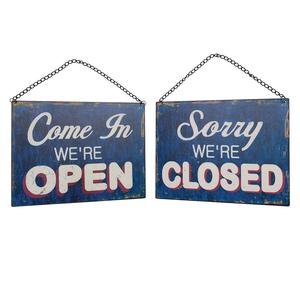 Bán buôn trang trí kim loại thủ công cửa hàng mở đóng cửa Thiết kế cổ điển tường treo tin dấu hiệu - Product Image 1