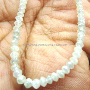 Collar de Perlas de Diamantes Sueltas de Color Blanco Natural de 2 a 3 mm de Tamaño, de Fabricante Indio, Collar de Perlas de Diamantes Facetadas Blancas - Product Image 1